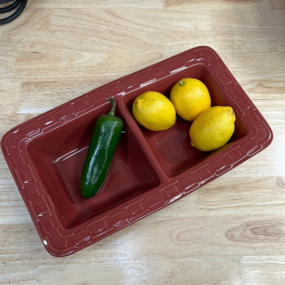 Longaberger Kitchen Longaberger Woven Traditions Pottery Divided Dish Euc Poshmark